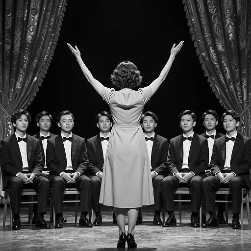 Dramatic Stage Scene in Black and White