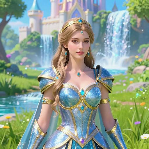 Fantasy Warrior Princess by Waterfall