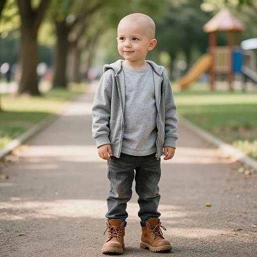Curious Boy in Sunlit Park