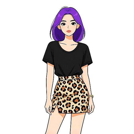 Chic Woman in Leopard Print Skirt