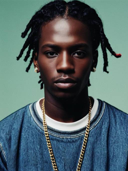 Portrait of Young Man with Gold Chain and Dreadlocks