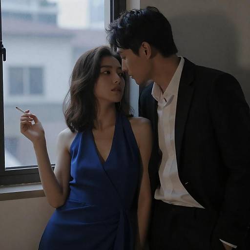 Dimly Lit Intimate Couple By Window