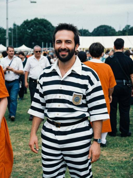 Man in Prison Costume at Festival