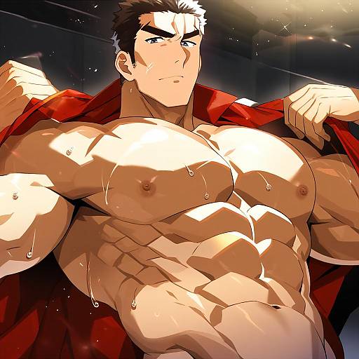 Illustration of Akihiro altland, gundam in the style of Doko tetora