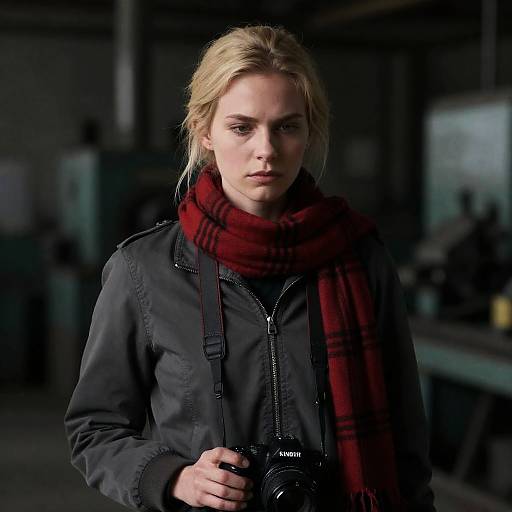 Blonde Woman in Industrial Setting