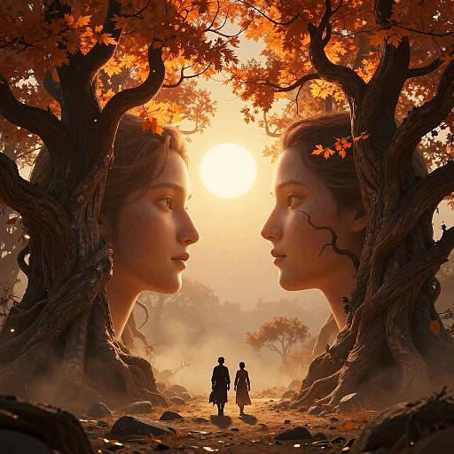 Fiery Trees with Human Faces