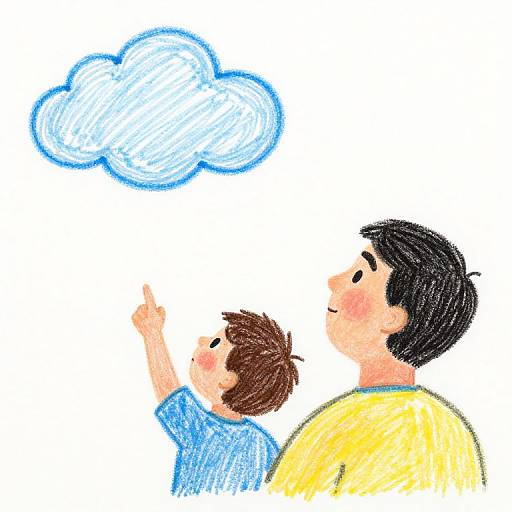 Crayon Fiber Art: Father and Son Clouds