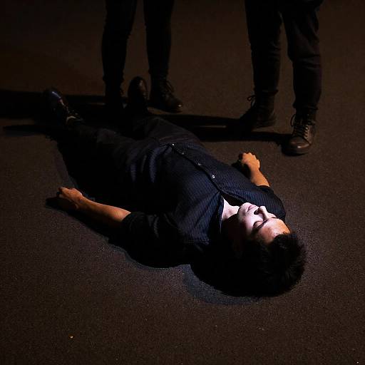 Nighttime Scene: Man on Pavement