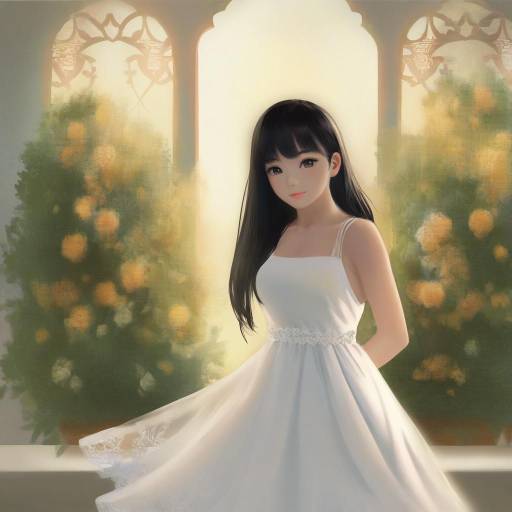 Young Woman in White Summer Dress