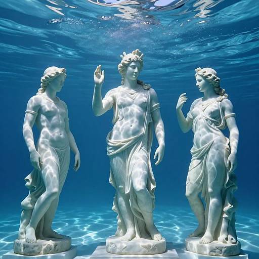 Ethereal Underwater Marble Statues