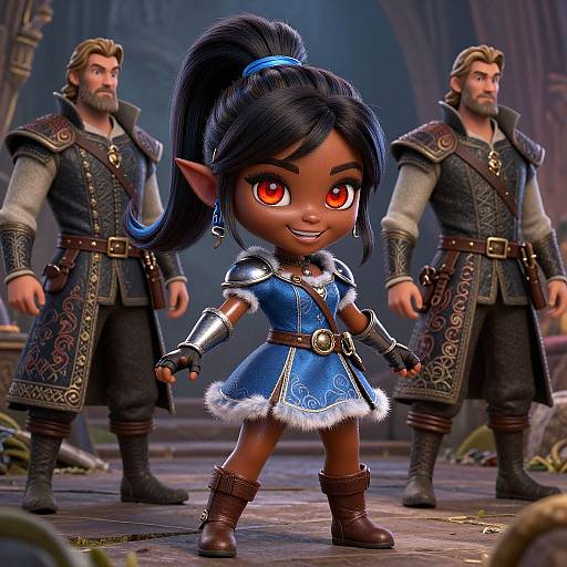 Vibrant Dark-Skinned Elf Adventurer