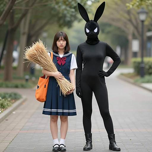 Whimsical Pathway Encounter: Two Figures