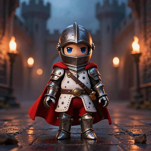 Eerie Toy Knight in Castle Hall