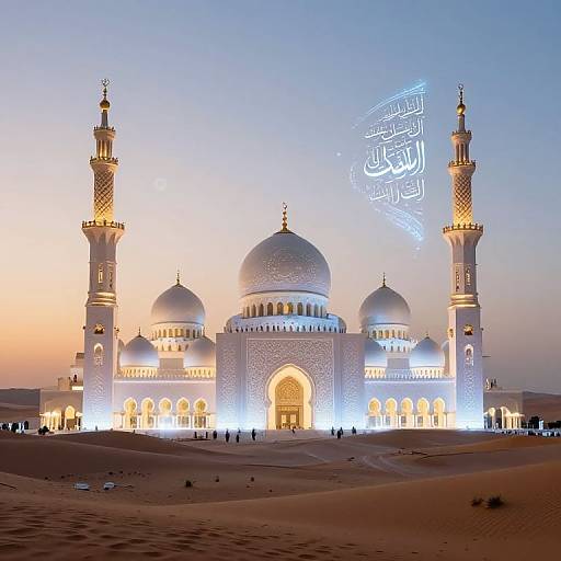 Futuristic Mosque with AI Quranic Light