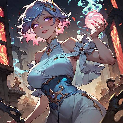 Fantasy Sorceress with Glowing Magical Orb