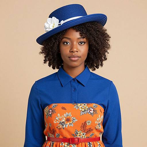 Elegant Black Woman in Floral Dress