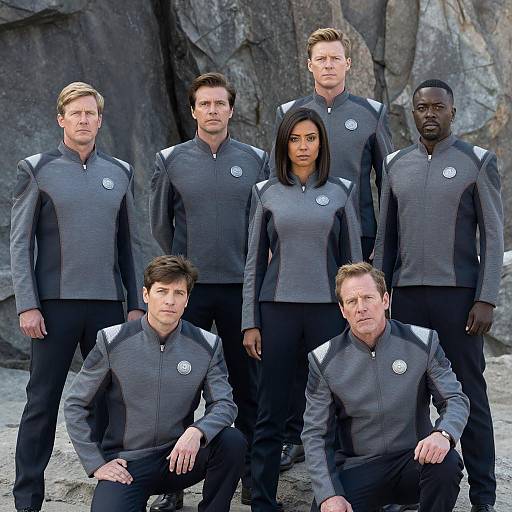 Sci-Fi Crew in Uniforms by Rocky Terrain