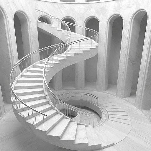 Elegant Marble Spiral Staircase Render