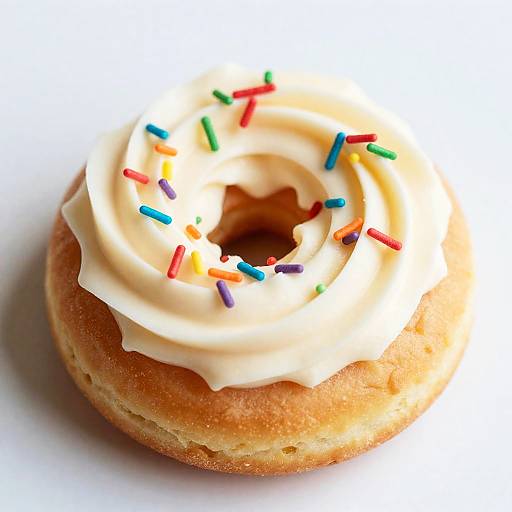 Cheerful Close-Up Vanilla Sprinkle Doughnut