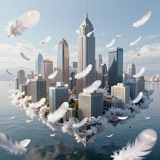 Whispering Feather City in Flight