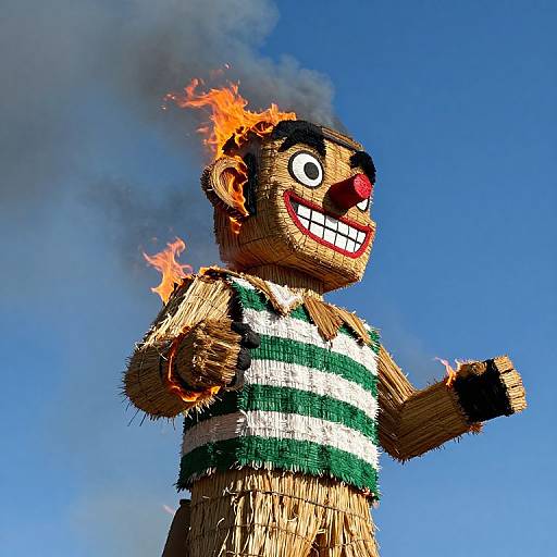 Burning Zozobra Figure at Sunset