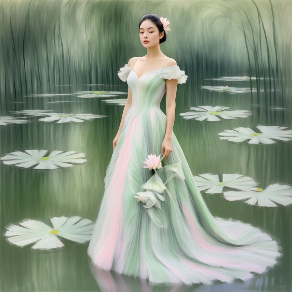 Surreal Monet-Inspired Water Lily Portrait