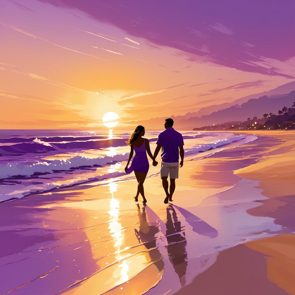 Romantic Sunset on a Sandy Beach