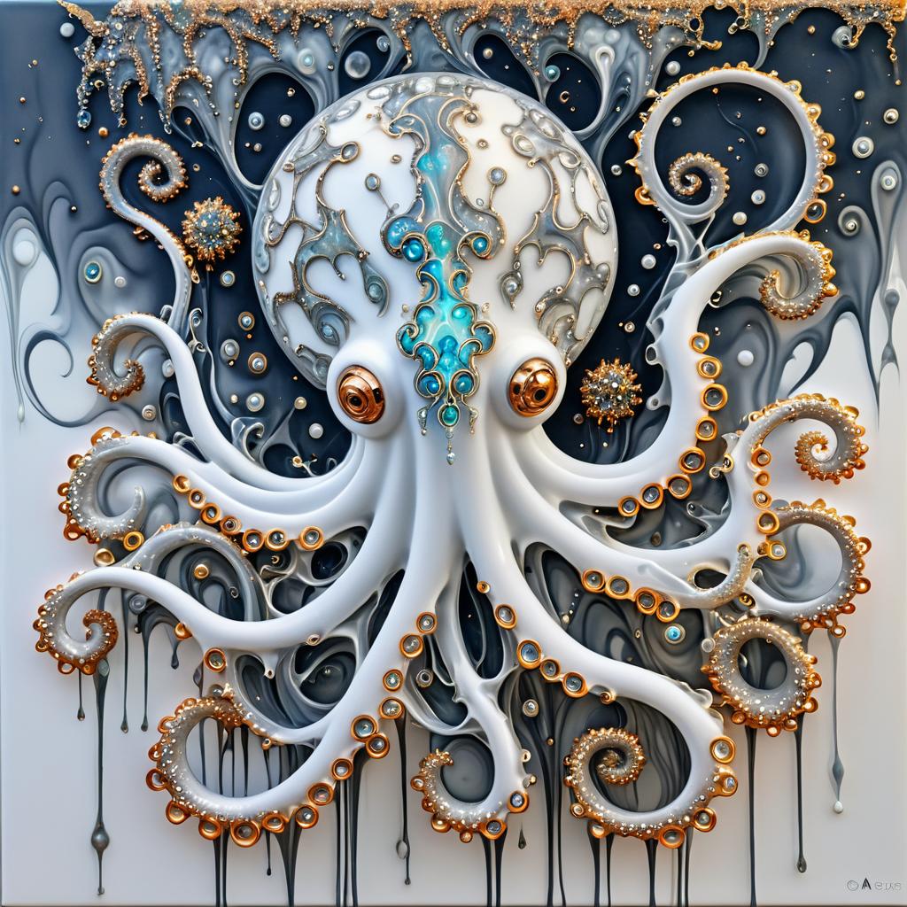 Surreal Crystalline Octopus Art