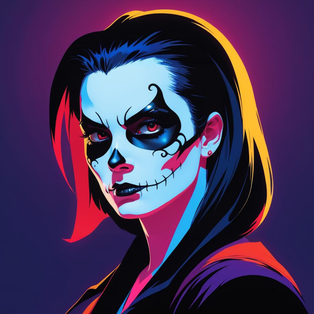 Vibrant Skull Face Portrait Art