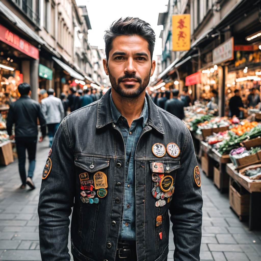 Businessman in Charcoal Jacket at Marketplace