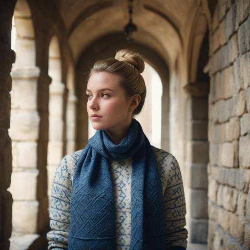 Woman in Blue Scarf Looking Away