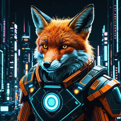 Futuristic Android Fox in Neon City