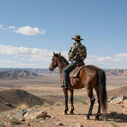 Man on Horse in Desert Landscape