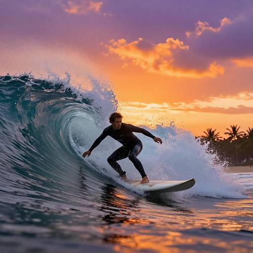 Sunset Surfers on Massive Waves