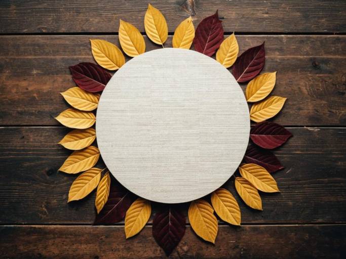 Boho Fall Leaves Circular Wallpaper Design