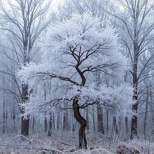 Serpentine Tree in Frosty Forest
