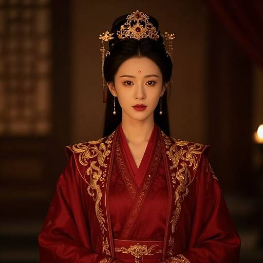 Regal Woman in Red Robe