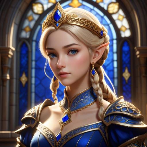 Fantasy Elf Princess in Royal Blue Armor