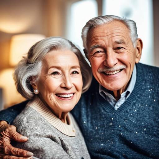 Joyful Elderly Couple in Cozy Living Room Joyful Elderly Couple in Cozy Living Room