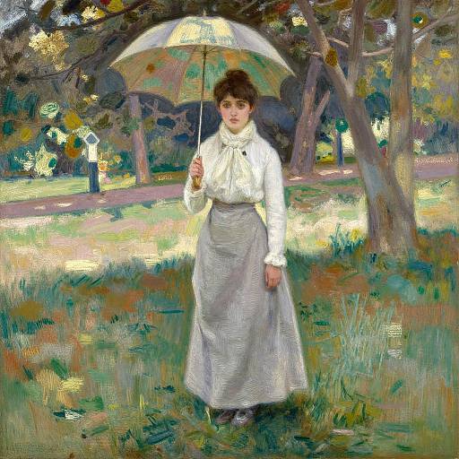 Woman with Parasol in Park