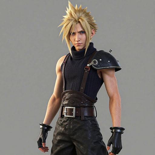 Photorealistic Stylized Cloud Strife Portrait