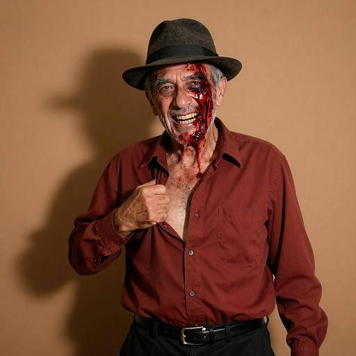 Intense Portrait of a Wounded Elderly Man