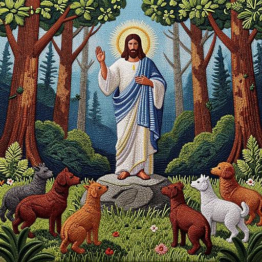 Jesus-Like Figure Preaching to Animals