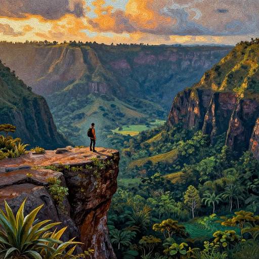 Seurat Style Mystic Mountain Adventure