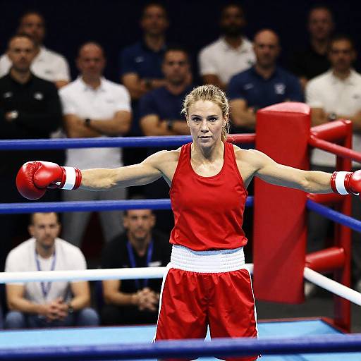 Confident Female Boxer in Action