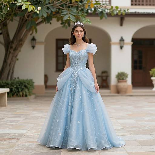 Light Blue Princess Prom Dress Scene