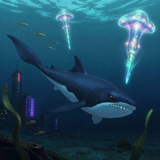 Bioluminescent Leviathan in Neon Abyss