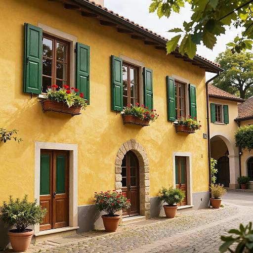Charming Yellow Stucco Building Exterior