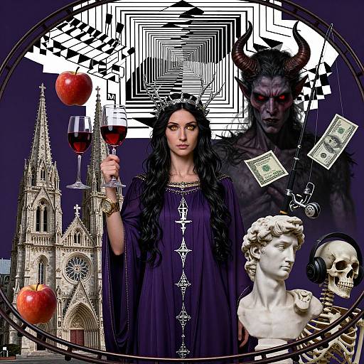 Mystical High Priestess Surreal Collage