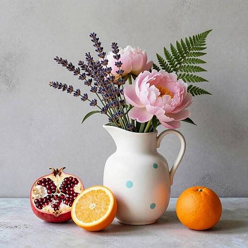 Matte Stoneware Pitcher with Botanicals